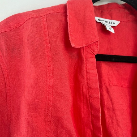 Athleta Playa Coral Linen Cropped Tie Top Womens XSmall - Picture 4 of 11